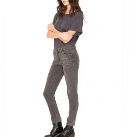 Sandrine Rose X Free People Gray Polka Dot Skinny Jeans.Size 27 - Picture 3 of 14